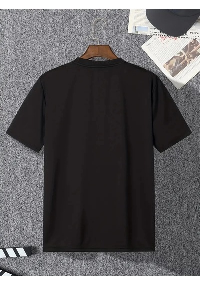 Barlashive Erkek Tişört Trıed To Warn You. Baskılı Bisiklet Yaka T-shirt - Siyah Çok Renkli