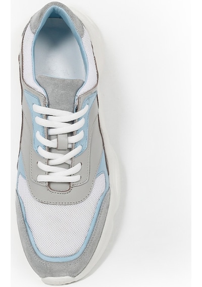 Fenıx Mavi Gri Beyaz Sneaker Erkek Deri Ayakkabı 001