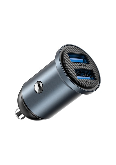 Wiwu Wi-cc031 Nano Lite Serisi Dual Usb-a Hızlı Şarj Özellikli Araç Şarj Aleti Pd 12w Gri