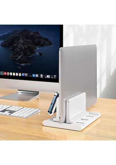 Telefon Tutuculu Laptop Apple Uyumlu MacBook Dikey Stand-al4495 Beyaz
