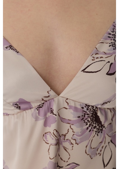 Penti Pastel Bej Petal Saten Atlet Pijama Üstü