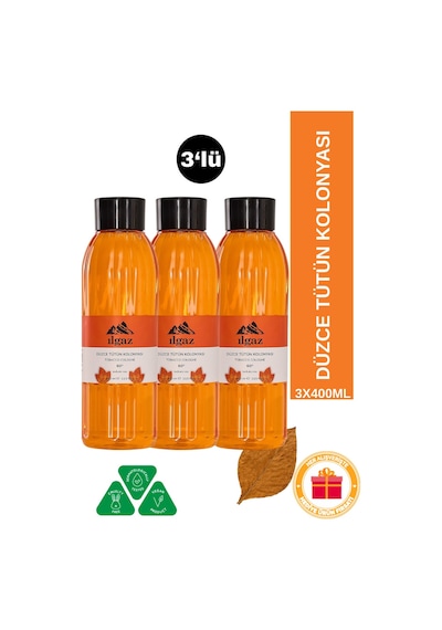 3'lü Tütün Kolonyası Seti 60 Derece 3 X 400 Ml Eau De Cologne Kalıcı Ve Ferahlatıcı Otantik Koku