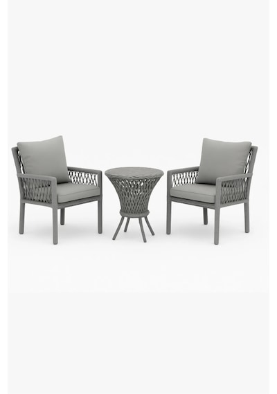 Alya Raddan 1+1 Bistro Set Minderli 2 Kişilik Oturma Grubu Gri