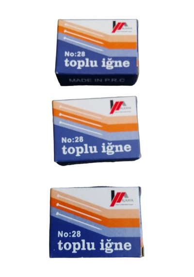 Alkaya No:28 Toplu İğne Çuvaldız Dikiş İğnesi 3 Kutu Set Made İn Prc