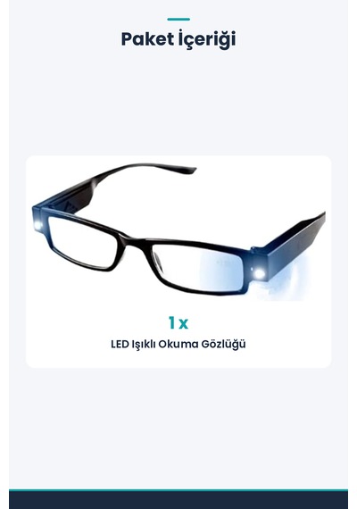 Dinlendirici Led Işıklı Okuma Gözlüğü Siyah