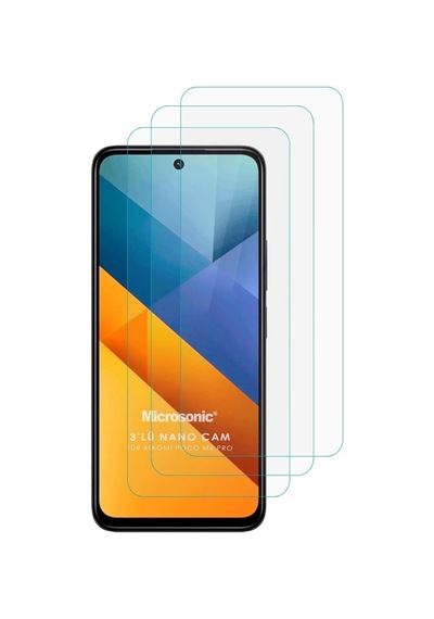 Xiaomi Poco M6 Pro 5g Screen Protector Nano Glass Cam Ekran Koruyucu 3 Lü Paket Poco M6 Pro 5g İle Uyumlu Ekran Koruyucu - Şeffaf