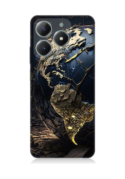 Realme C61 Uyumlu Dünya Haritası 1 Desenli Silikon Kılıf