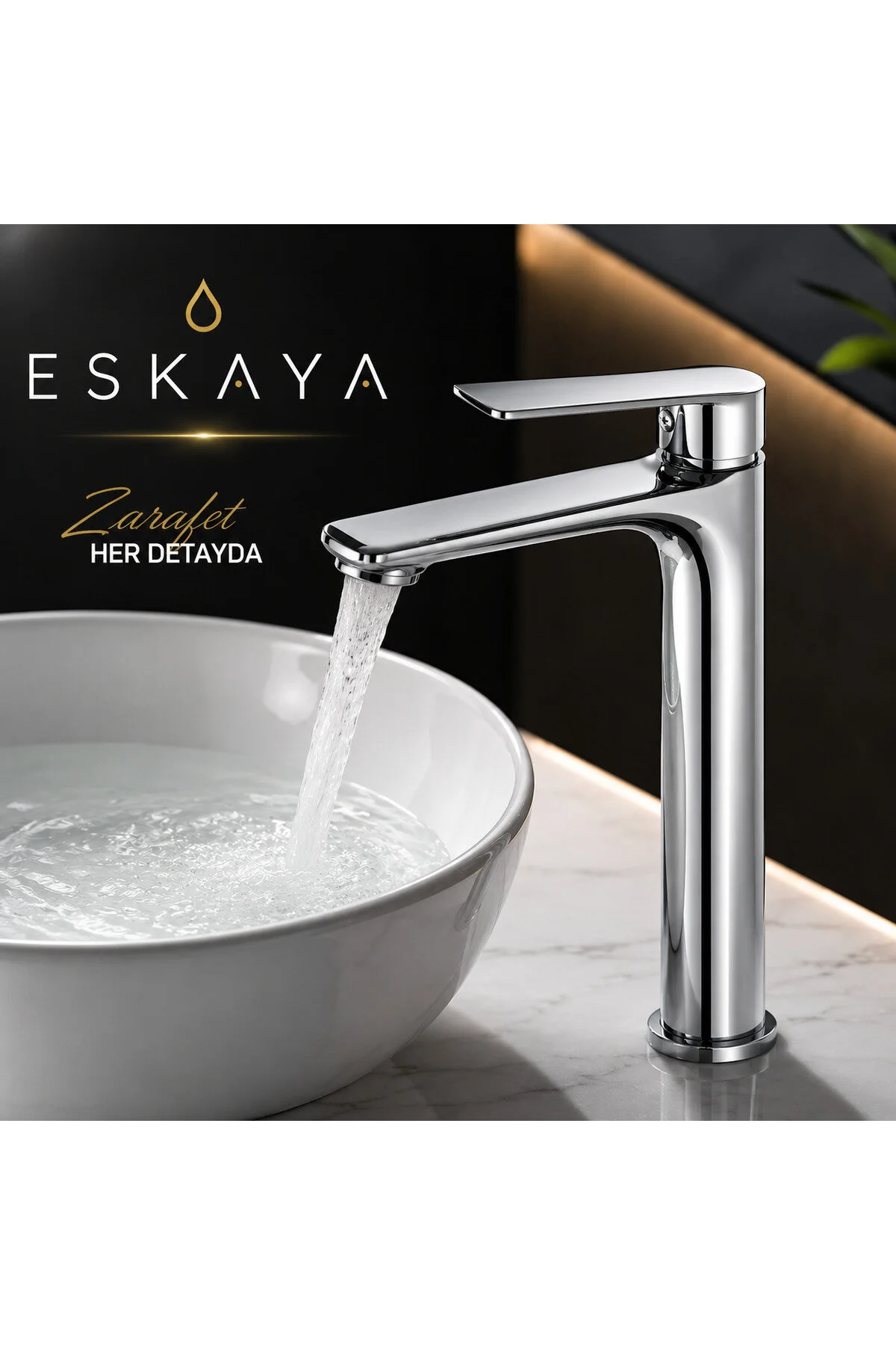 Krom Çanak Banyo Lavabo Bataryası Gri
