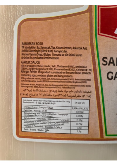 Sarımsak Sosu 2,5 Kg