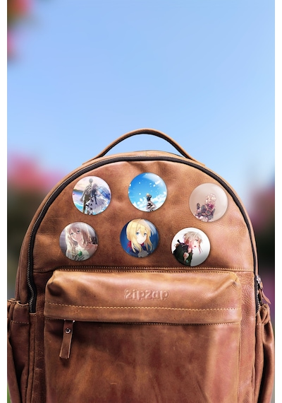 Violet Evergarden Çanta Süsü Rozet İğneli Buton Rozet Seti 6 Adet Çok Renkli