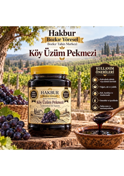 Bozkır Tahin Merkezi Geleneksel Üzüm Köy Pekmezi Glikoz İçermez Katkısız 950 G