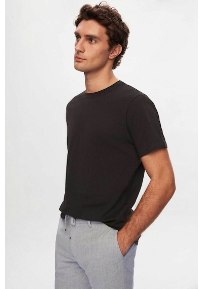 D's Damat Bisiklet Yaka Pamuklu Nefes Alabilen T-shirt Antrasit D's Damat Bisiklet Yaka Pamuklu Nefes Alabilen T-shirt Antrasit