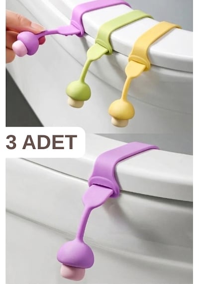 Mucit Home 3 Adet Silikon Klozet Kapağı Hijyen Aparatı Çok Renkli
