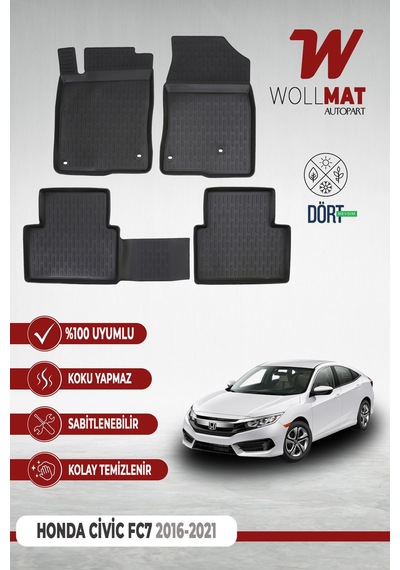 Honda Civic Fc5 Paspas 2016 2021 Arası 3d Havuzlu Paspas Seti