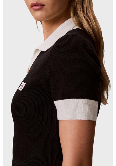 Calvin Klein Logolu % 100 Pamuk Regular Fit Polo Lv047g308gub1 Bayan Polo Lv047g308g Ub1 Siyah