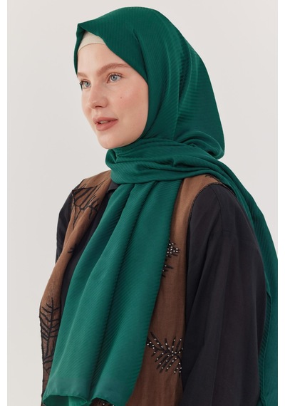 Mirsoy Scarf Çizgi Desen Pamuk Jakar Şal - Petrol Petrol