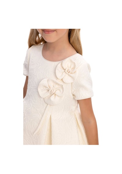 Pamina Kids Pamina Kız Çocuk Taç Tokalı Tüllü Elbise Ekru 36190