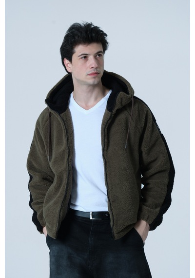 Pique Erkek Mont Erkek Oversize Peluş Mont Haki