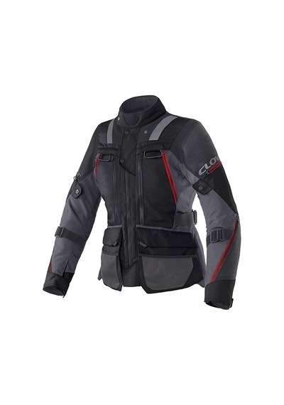 Clover Outland-3 Lady Wp Korumalı Kadın Motosiklet Montu Siyah Kırmızı