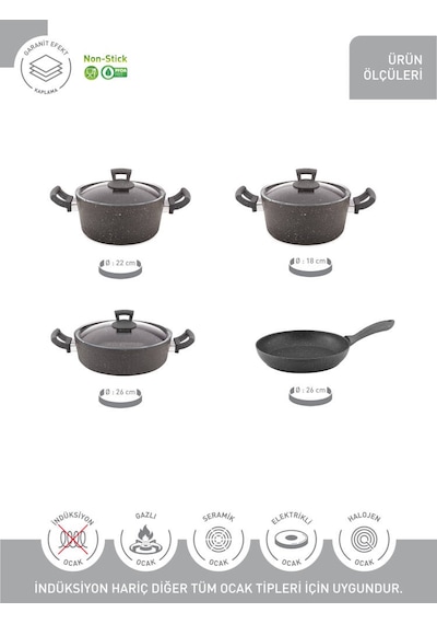 Hascevher Germanitium 7 Pcs Granit Set 1822ten26kar26tv Siyah
