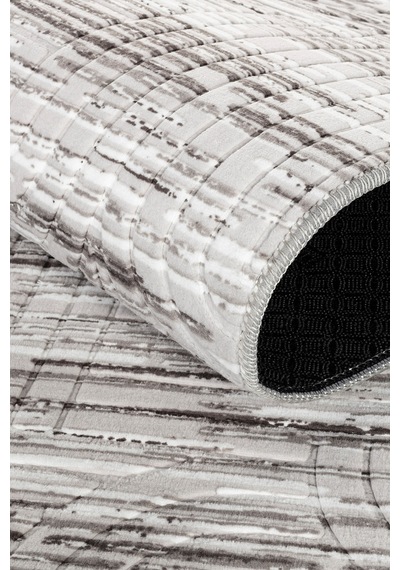 Villadia Home Textile Modern Desen Emboss Baskılı Kaymaz Taban Elit Şık Dört Mevsim Yıkanabilir Halı Yolluk Oturma Salon Odası Vd1092gri Gri