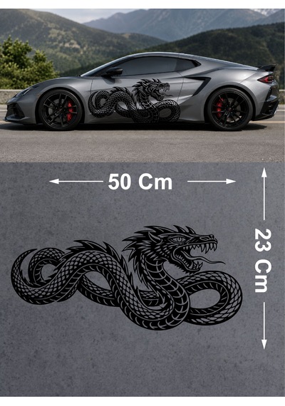 Ejderha Dragon Sticker - Araba Oto Motosiklet Karavan Sticker - 00237 50X23 Cm