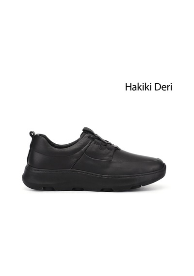 Diğer Erkek Siyah Bağcıklı Hakiki Deri Comfort Sneaker Ddma73542629 Siyah