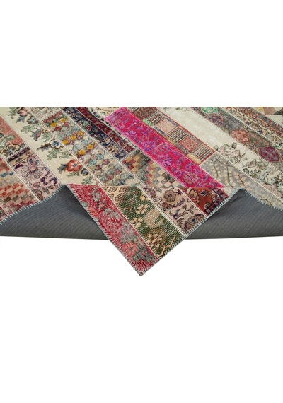 Bespoky Çok Renkli Bohem Patchwork Salon Halısı El Dokuma