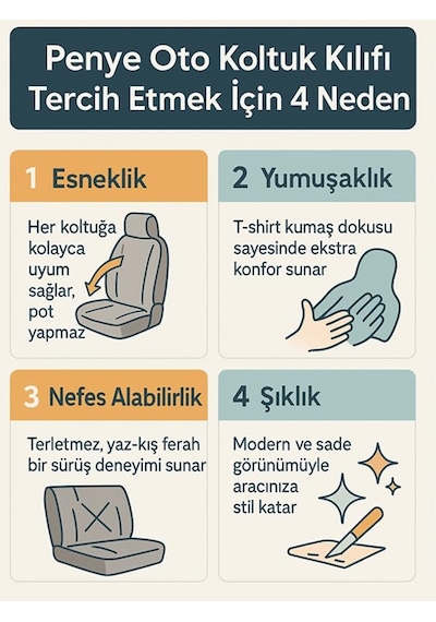 Space Mirsepet Oto Koltuk Kılıfı Penye Premium Tüm Araçlara İle U