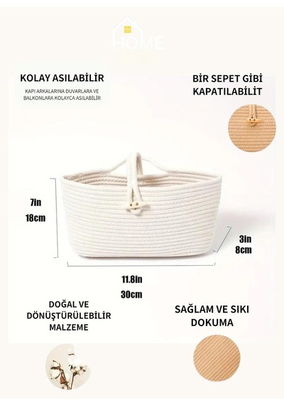 Klasik Jüt Asma Depolama Sepeti Hasır Genel