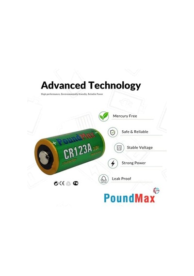 Poundmax Cr123a 3 V Dl123a / El123a / Cr123a / Cr17345 Cr123 Lityum-iyon Fotoğraf Pili
