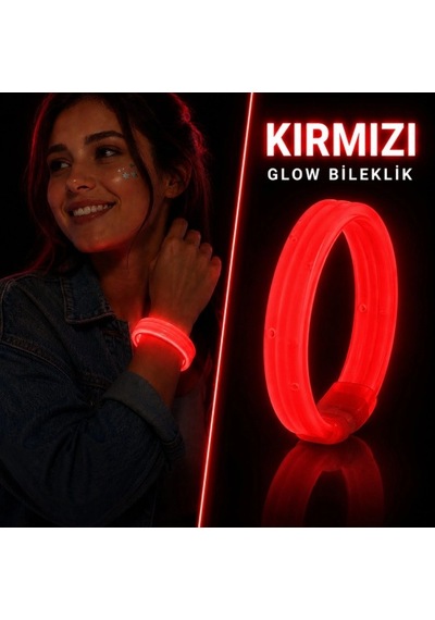Kırmızı Kalın Glow Bileklik Kırılarak Yanan Parti Ve Festival Bilekliği 5324