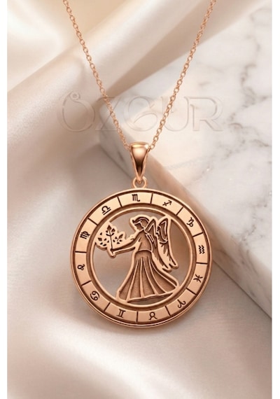 925 Ayar Gümüş Başak Burç Kolye Rose Gold
