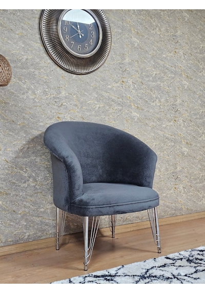 Zafir Tekli Teddy Krom Kaplama Telli Ayak Çay Seti Koltuk Tekli Berjer , Balkon, Salon, Ofis Fume
