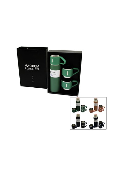 Çantalı 500ml 3 Parça Bardaklı Çelik Termos Seti -