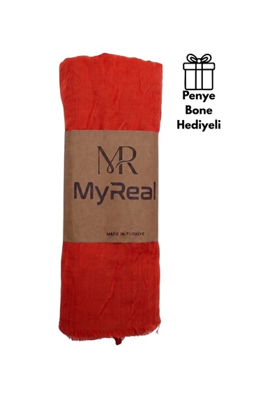 Myreal Bambu Kraş Şal Turuncu - Ütü Gerektirmeyen Doğal Doku 90x200 Cm