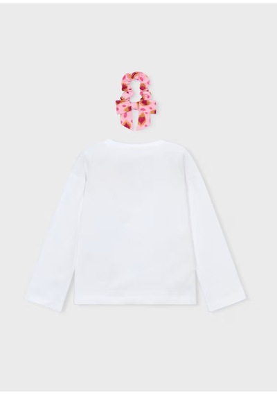 Mayoral Tokalı Uzun Kollu Kız Çocuk T-shirt 3020 Beyaz