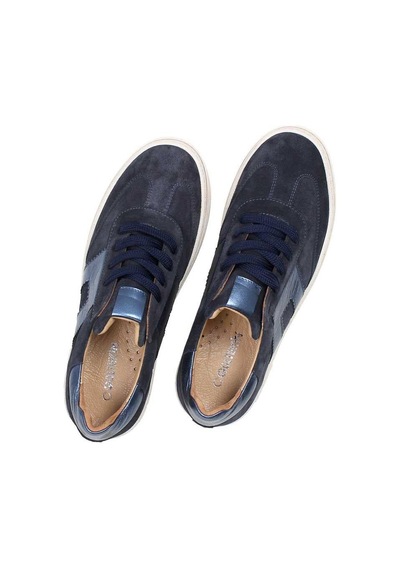 Kadın Lacivert Bağcıklı Kalın Tabanlı Süet Deri Sneaker
