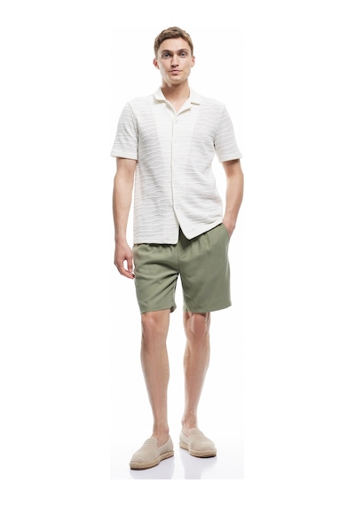Koton Viskon Cep Detaylı Rayon Beli Bağcıklı Bermuda Chino Şort Haki 5sam40019hw Haki
