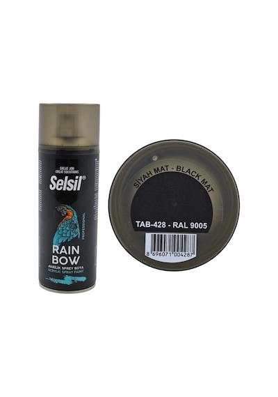 Selsil Siyah Mat Rainbow Akrilik Sprey Boya 400 Ml Mat Siyah - 9005