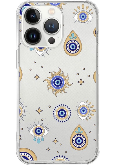 Printify Apple Uyumlu iPhone 13 Pro Max Devil Eye 5 Baskılı Şeffaf Köşe Korumalı Antişok Kılıf 0166e