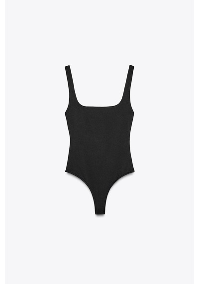 Açelyaokcu Premium Darcy Kare Yaka Bodysuit Siyah
