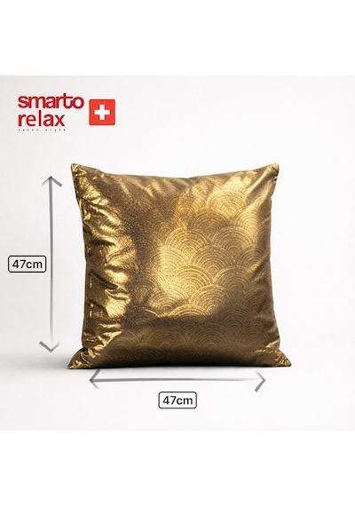 Smarto Relax Tekli Desenli Dekoratif Dolgulu Kırlent 45x45 Cm Siyah - Altın