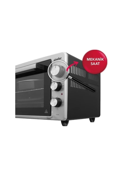 Simfer 3426 İnox Gri 34 LT Statik Mini / Midi Fırın - 4 Fonksiyon, Programlanabilir Pişirme & Isı Kontrol