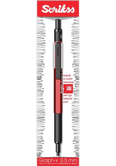 Scrikss Graph-x 2b 0.5 Kırmızı Gizli Uç Mekanik Kurşun Kalem