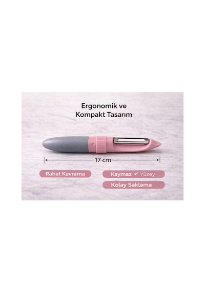 2 Si 1 Arada Bıçaklı Soyacak,sebze Meyve Soyucu+kesme Bıçağı,bpa Free,kapaklı Güvenli Tasarım Pembe