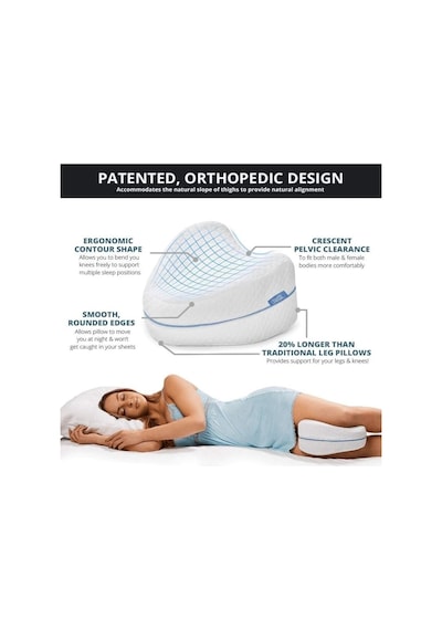 Ortopedik Bacak Arası Yan Yatış Yastığı Ergonomik Uyku Minderi Beyaz