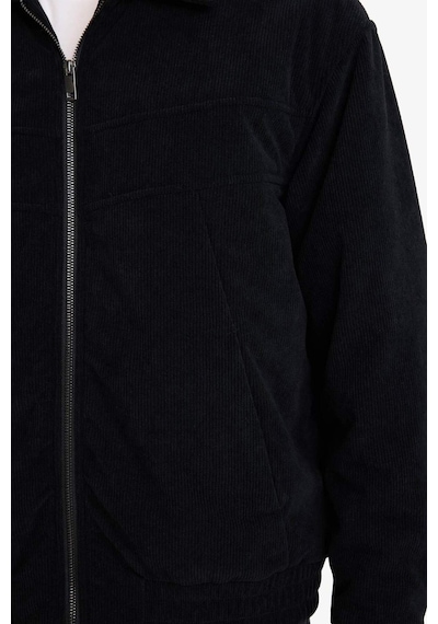 Defacto Oversize Fermuarlı Kadife Mont E9186ax25aubk27 Siyah-bk27
