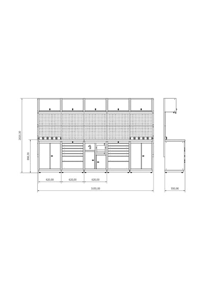 3.1 Metre Modüler Çalışma Tezgahı İe.36.18.26
