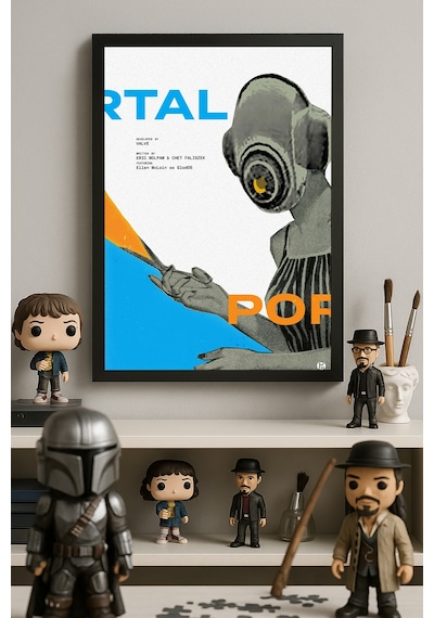 Portal Siyah Ahşap Çerçeveli Poster, Dekoratif Oyun Duvar Tablosu